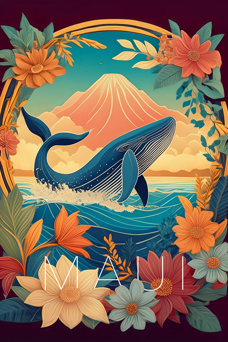Whale Breach Over Maui Digital Print