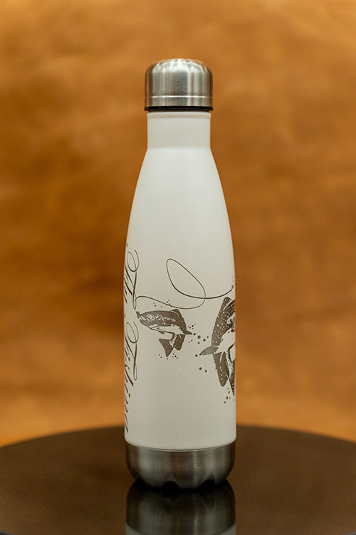 Laser Engraved Stainless Steel Water Bottle BearSnot Fly Fishing Motif 3