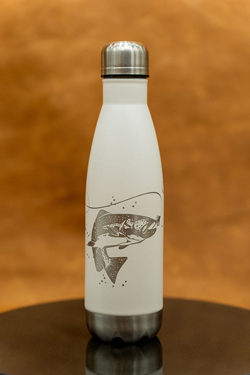 Laser Engraved Stainless Steel Water Bottle BearSnot Fly Fishing Motif 2