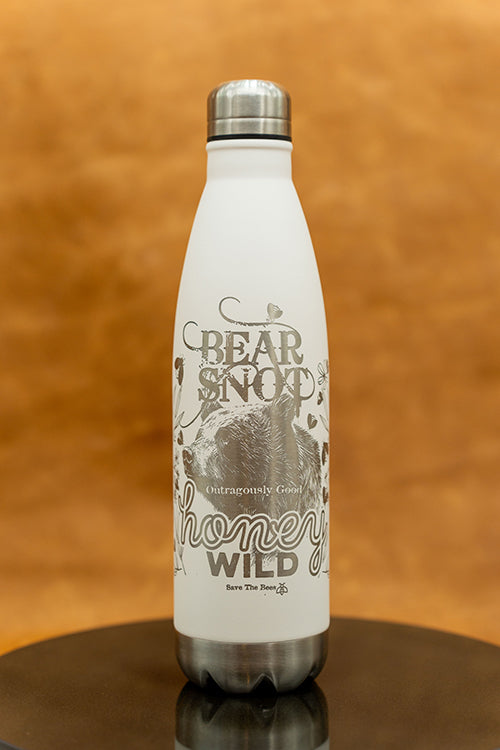 Laser Engraved Stainless Steel Water Bottle  BearSnot Wild Honey Motif