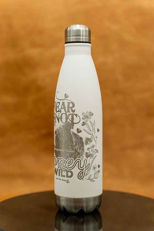 Laser Engraved Stainless Steel Water Bottle BearSnot Honey Motif