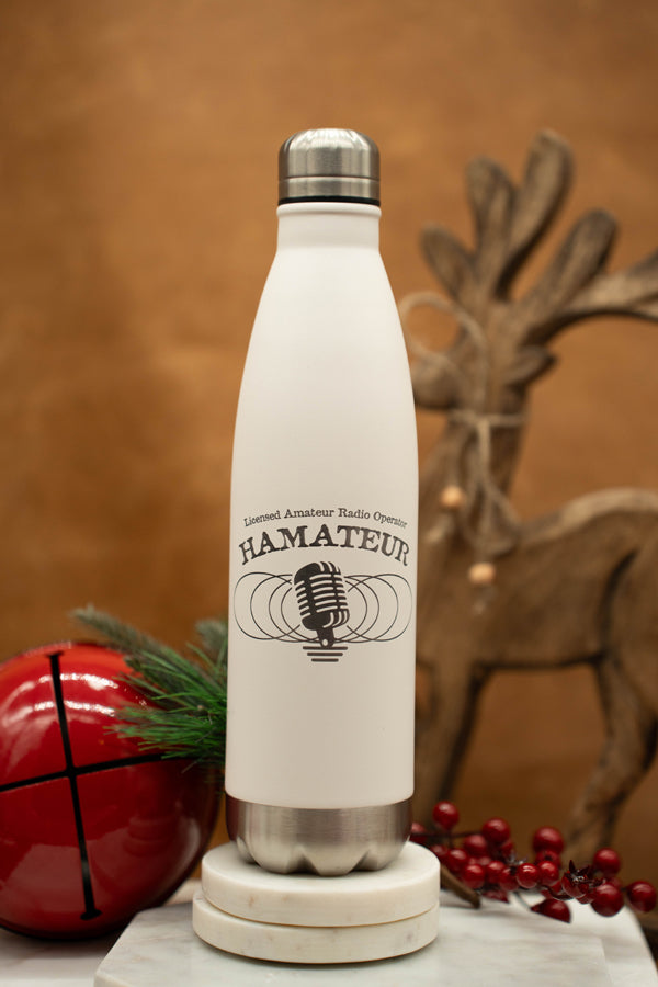 Laser Engraved Stainless Steel Water Bottle "Hamateur" Motif Gift