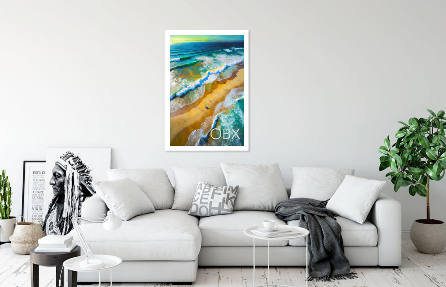 Download Poster Art OBX Outer Banks White Living Room Example 4